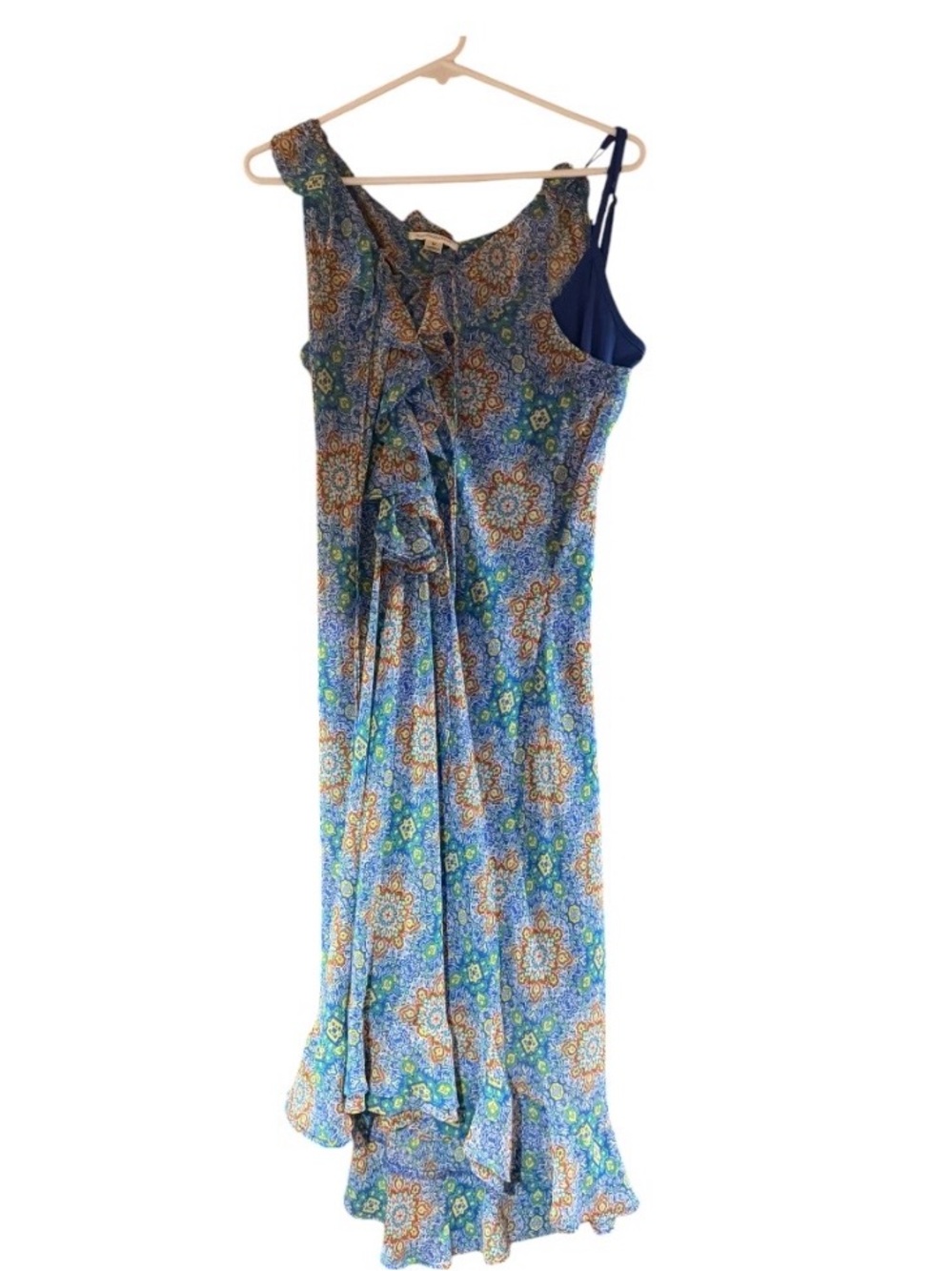 JohnPaulRichard Blue Floral Maxi Dress with Ruffle Front